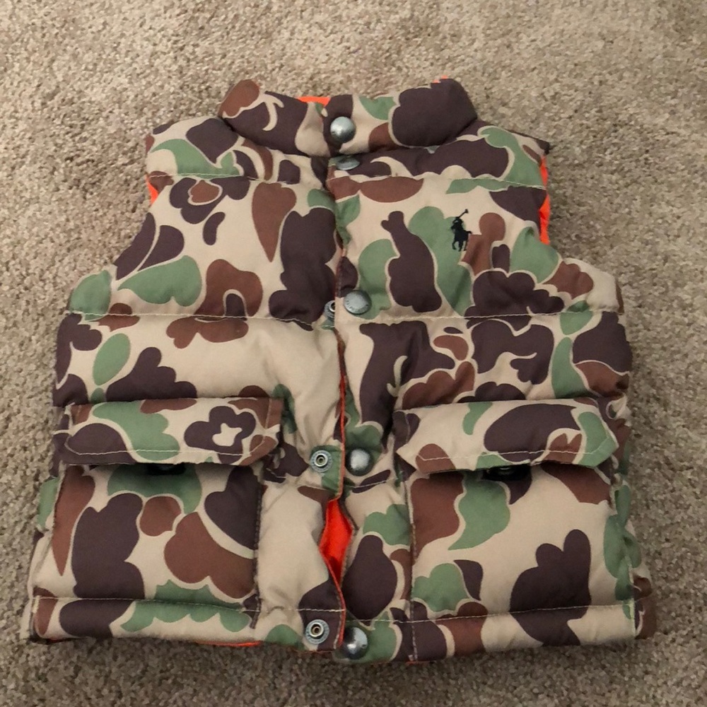 Ralph Lauren Reversible Vest, orange/ camo, 2T